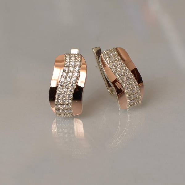 Срібні сережки з золотими накладками