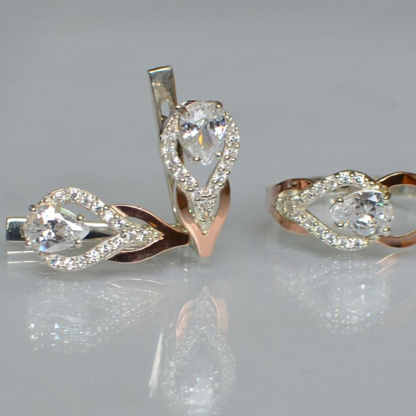 Комплект срібний з золотом