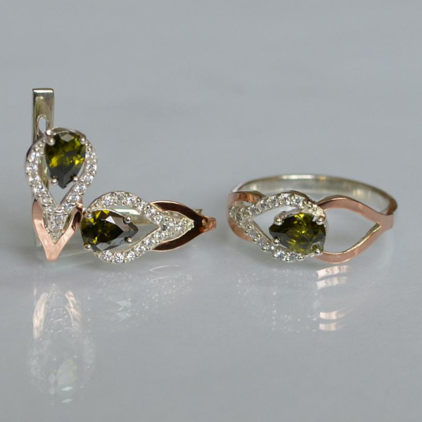 Комплект срібний з золотом