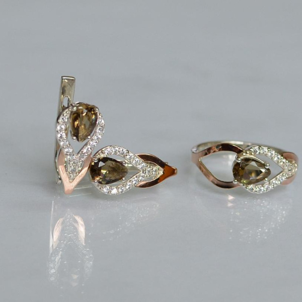 Комплект срібний з золотом