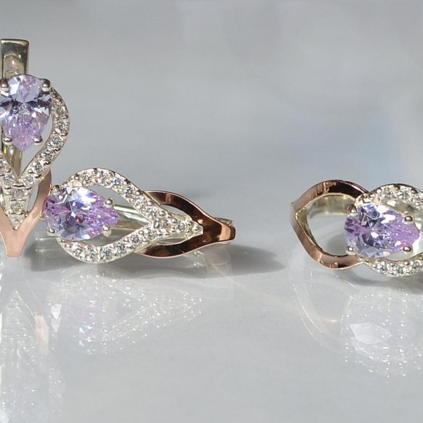 Комплект срібний з золотом