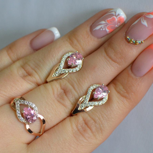 Комплект срібний з золотом