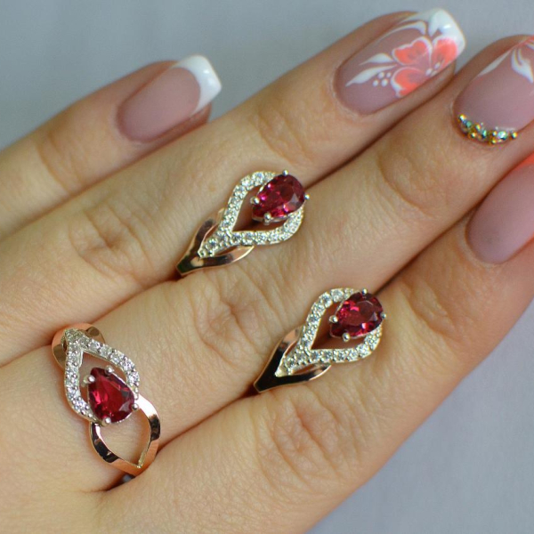 Комплект срібний з золотом