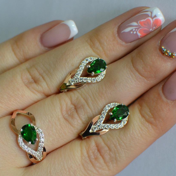 Комплект срібний з золотом