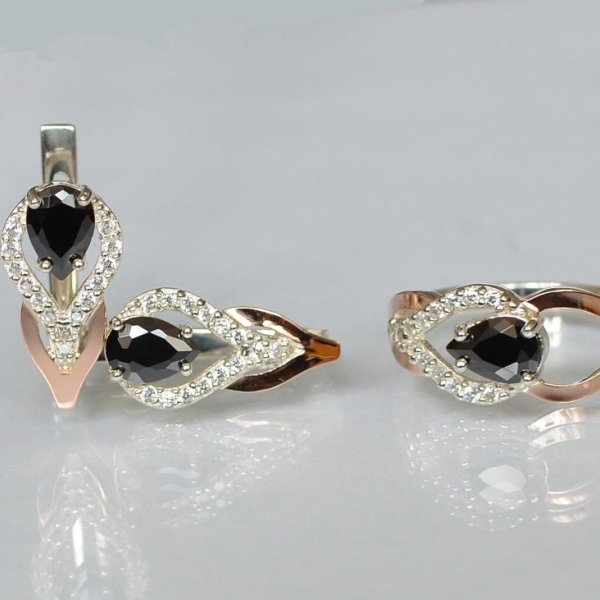 Комплект срібний з золотом