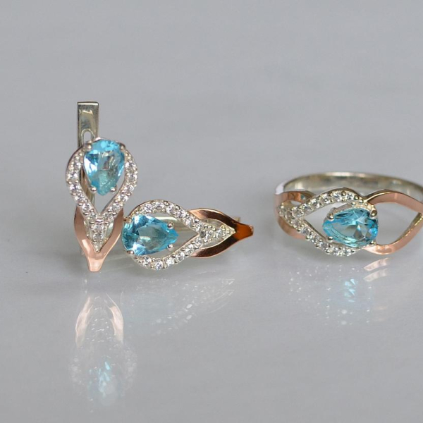 Комплект срібний з золотом