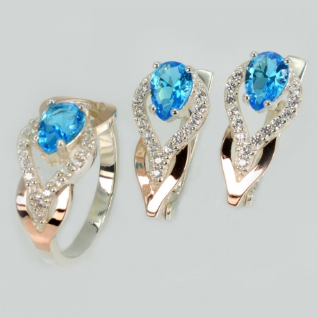 Комплект срібний з золотом