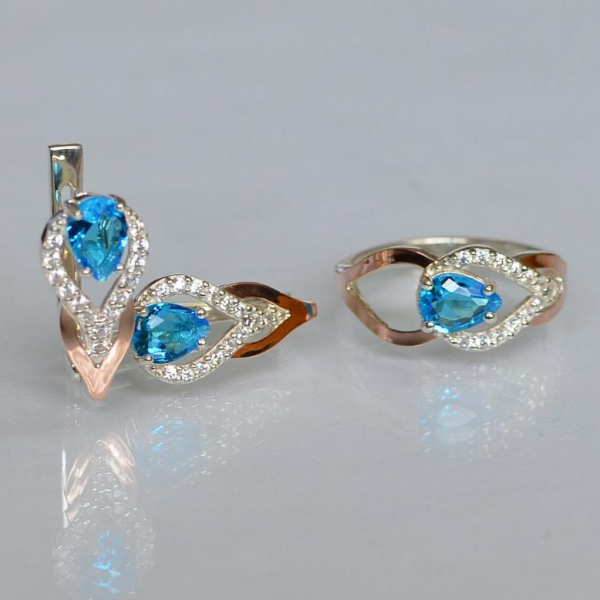 Комплект срібний з золотом