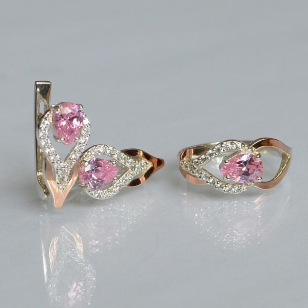 Комплект срібний з золотом