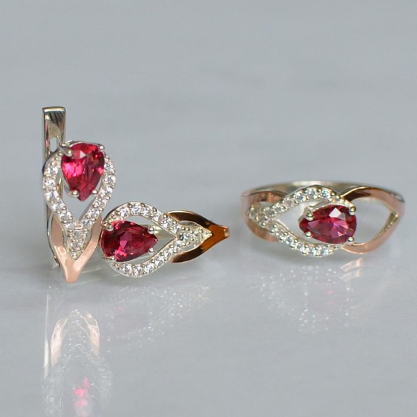 Комплект срібний з золотом