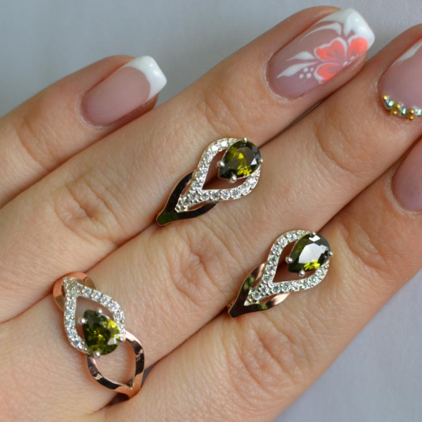 Комплект срібний з золотом