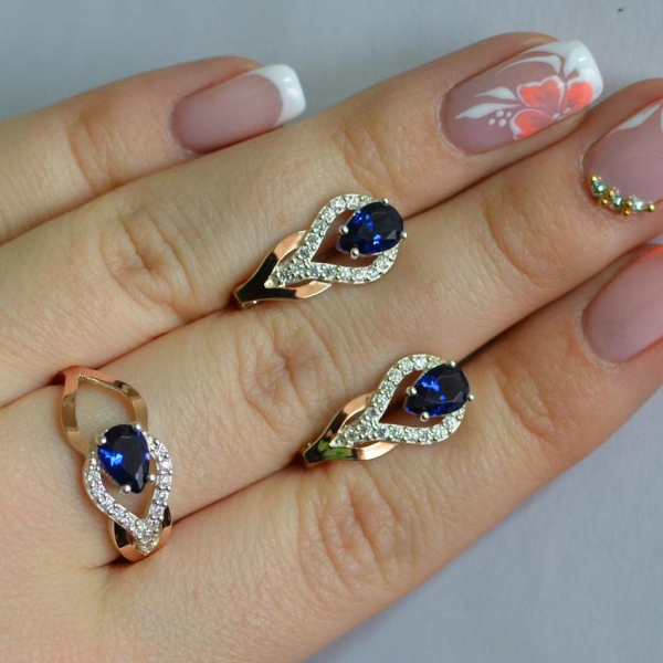 Комплект срібний з золотом