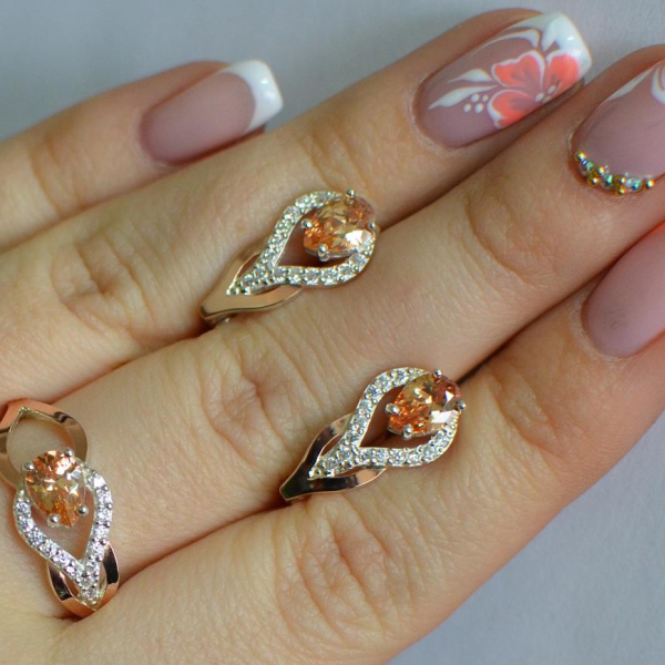 Комплект срібний з золотом