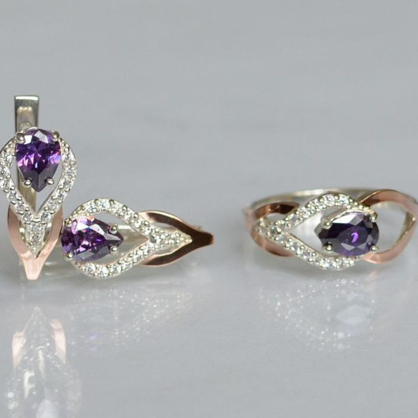 Комплект срібний з золотом