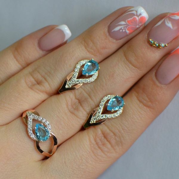 Комплект срібний з золотом