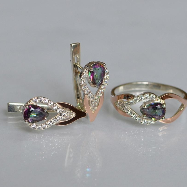 Комплект срібний з золотом