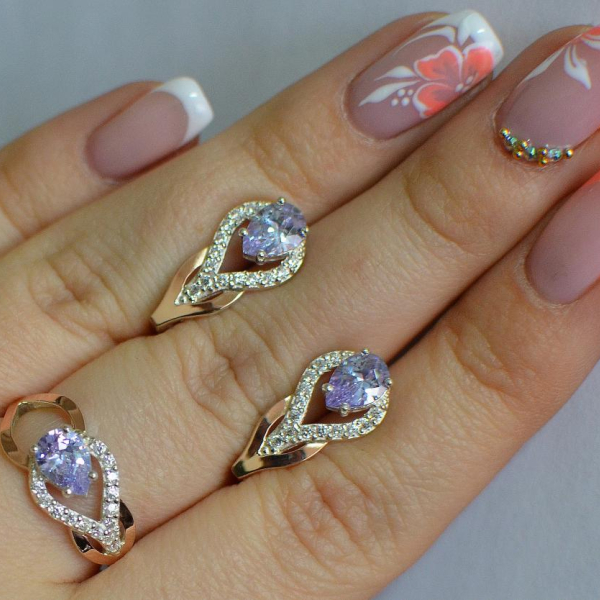 Комплект срібний з золотом