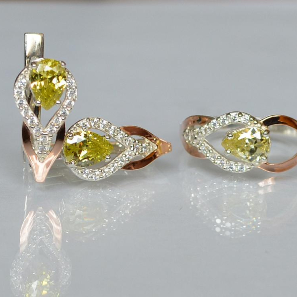 Комплект срібний з золотом