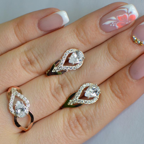 Комплект срібний з золотом