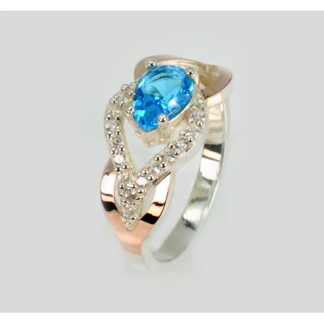 Серебряное кольцо с золотыми вставками