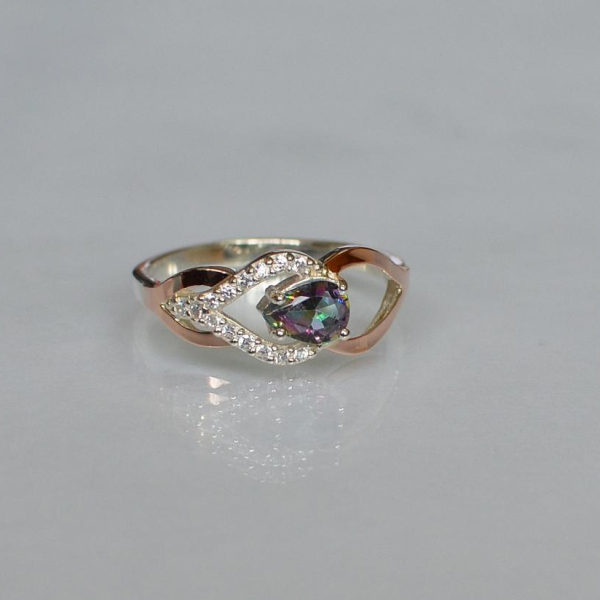 Срібна каблучка з золотими вставками