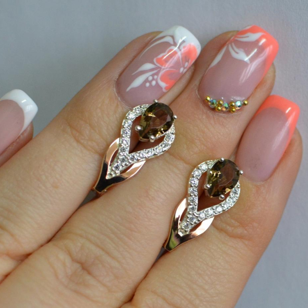 Срібні сережки з золотими накладками