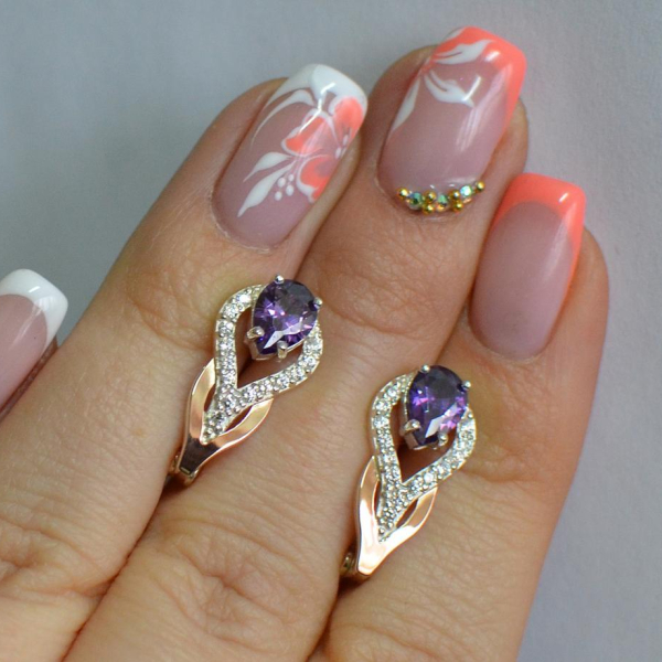 Срібні сережки з золотими накладками