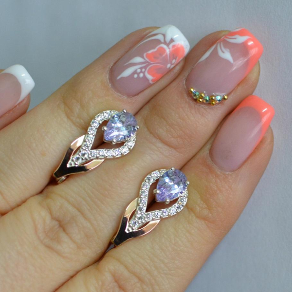 Срібні сережки з золотими накладками