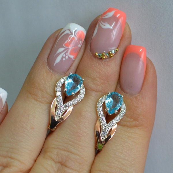 Срібні сережки з золотими накладками