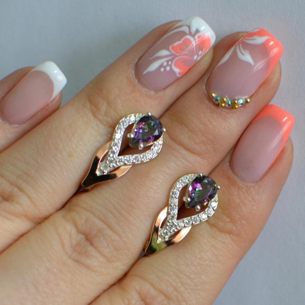 Срібні сережки з золотими накладками