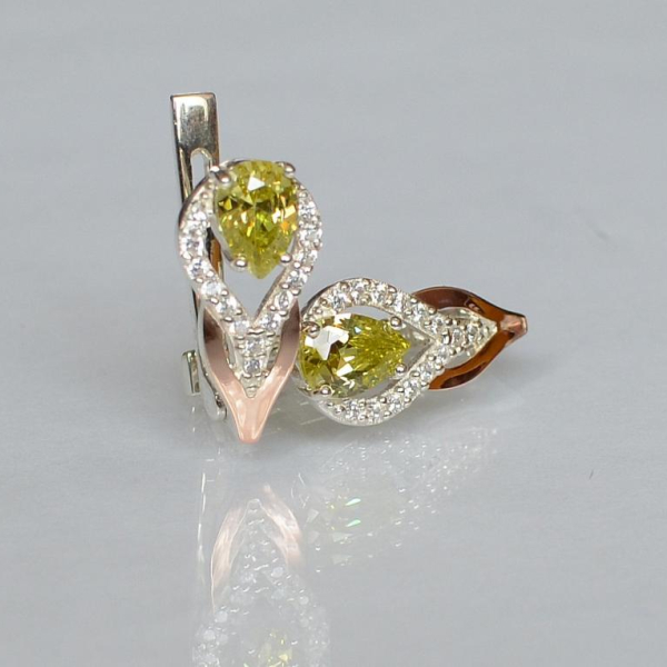 Срібні сережки з золотими накладками