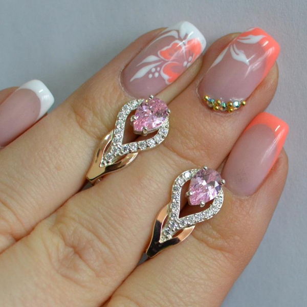 Срібні сережки з золотими накладками