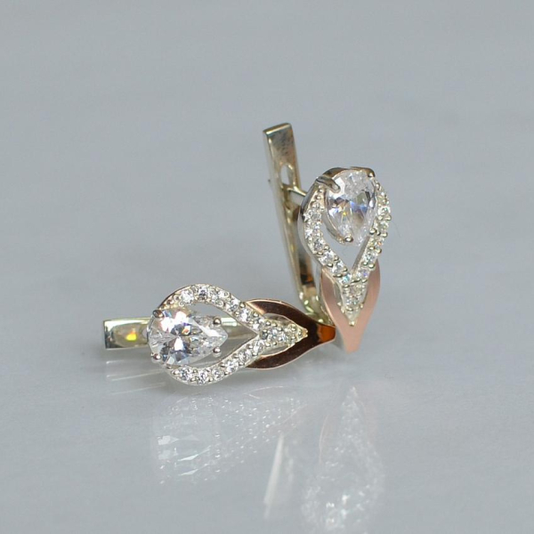 Срібні сережки з золотими накладками