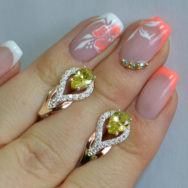 Срібні сережки з золотими накладками