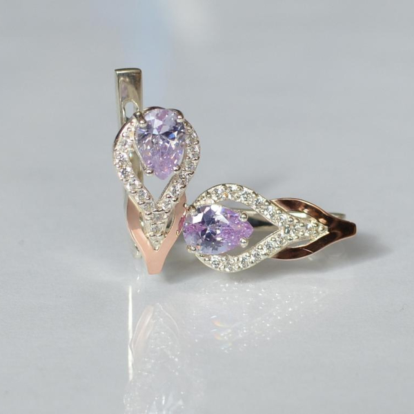 Срібні сережки з золотими накладками