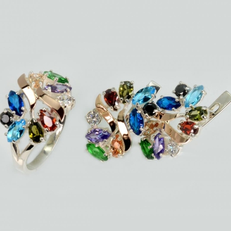 Срібний набір з золотими пластинами