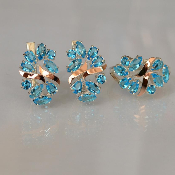 Срібний набір з золотими пластинами