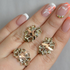 Срібний набір з золотими пластинами