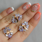 Срібний набір з золотими пластинами