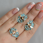 Срібний набір з золотими пластинами