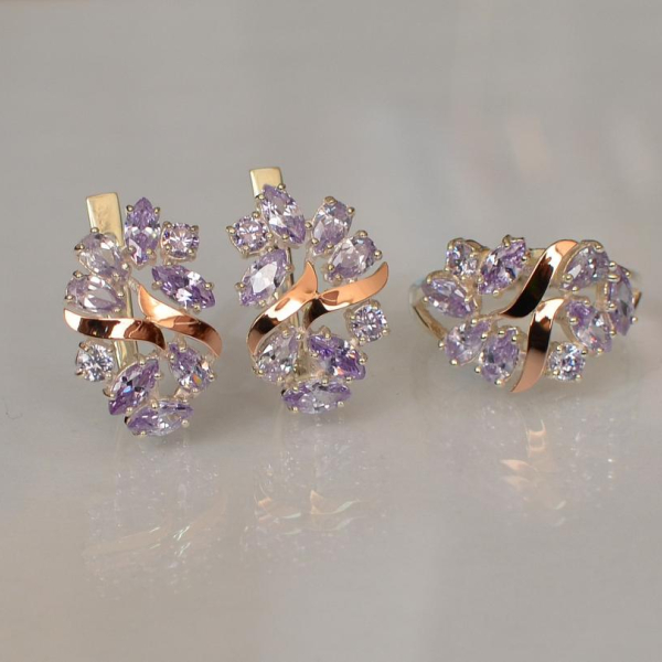 Срібний набір з золотими пластинами