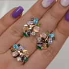 Срібний набір з золотими пластинами