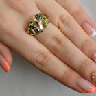 Срібна каблучка з золотими вставками