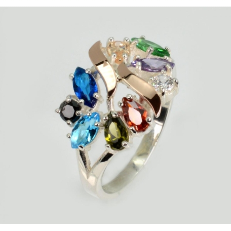 Серебряное кольцо с золотыми вставками