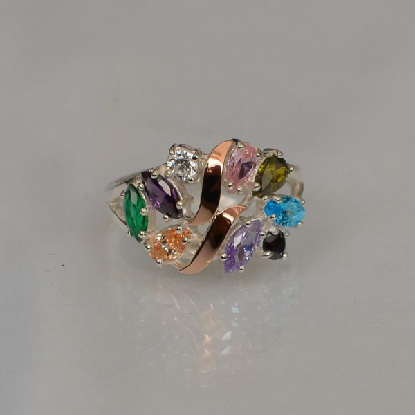 Срібна каблучка з золотими вставками