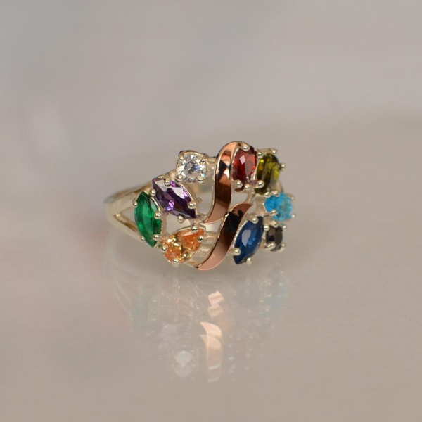 Срібна каблучка з золотими вставками