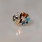 Срібна каблучка з золотими вставками