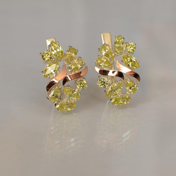 Срібні сережки з золотими накладками