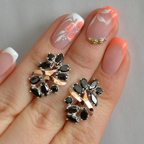 Срібні сережки з золотими накладками