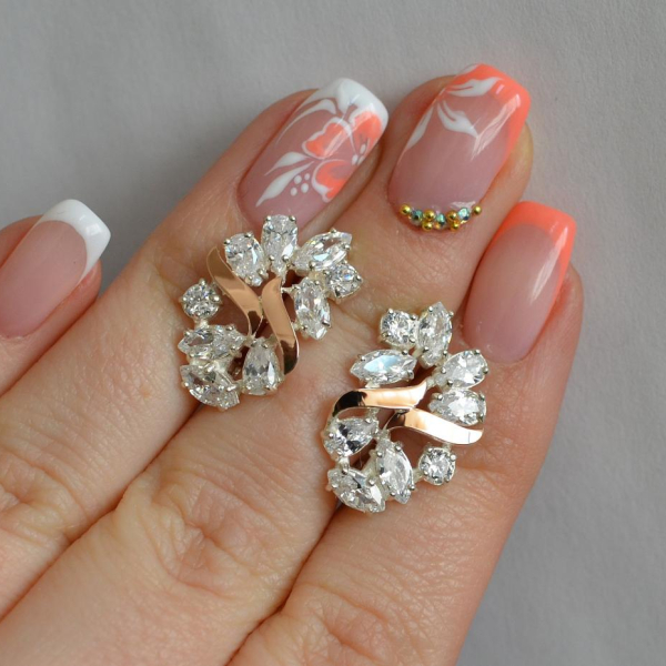 Срібні сережки з золотими накладками